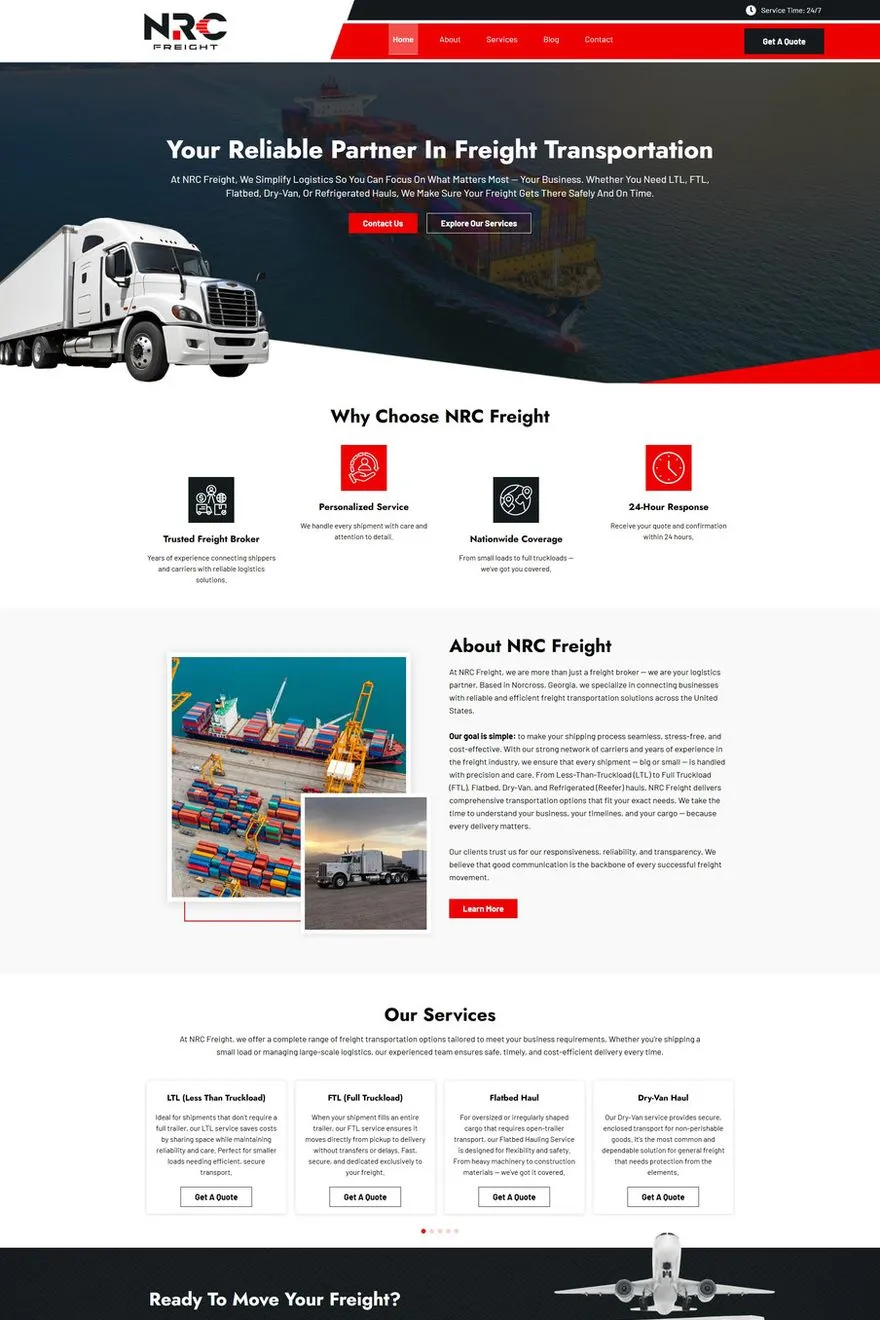 NRC Freight website — built by Fakhar e Mustafa
