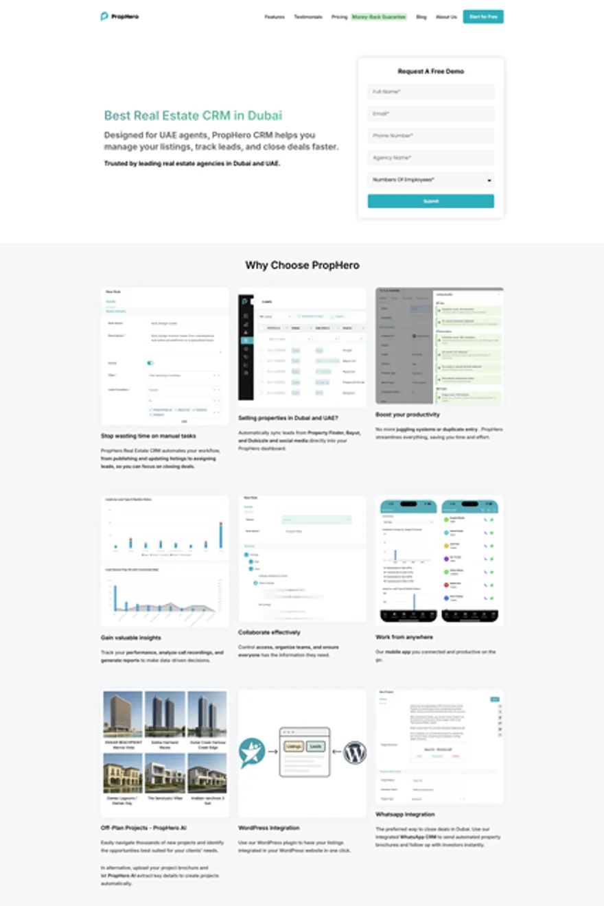 Prophero Real Estate CRM website — built by Fakhar e Mustafa