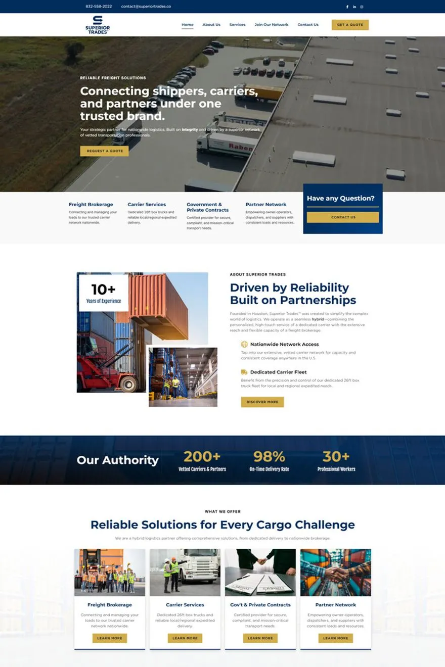 Superior Trades website — built by Fakhar e Mustafa