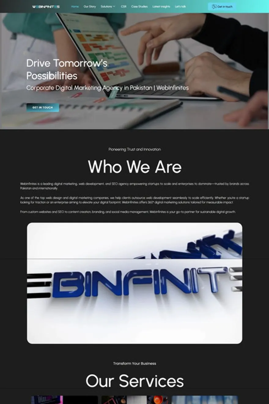 Webinfites website — built by Fakhar e Mustafa